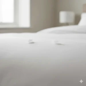 Close-up detail of the smooth sateen weave of high-quality Egyptian cotton bedding showing a subtle sheen.