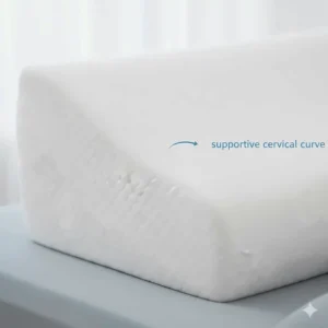 A close-up photograph of a firm memory foam anti snore pillow highlighting the supportive cervical curve and textured breathable fabric.