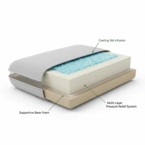 Cutaway view showing the premium internal layers and high-density foam of a luxury memory foam pillow.