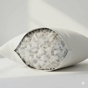 Illustration showing the internal natural goose feather filling providing sustainable comfort.