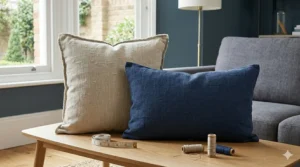 A comparison of square and lumbar linen throw pillows available for under £20 in the UK.
