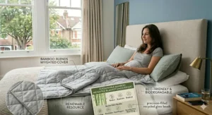A reference chart displaying safe weight guidelines and usage recommendations for children's weighted blankets in the UK.