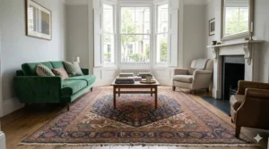 Visual comparison between traditional Persian rug patterns, specifically Tabriz and Isfahan designs.