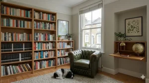 A versatile bookcase with adjustable shelving, ideal for organising home office files and decor.