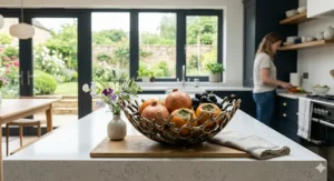 A unique, sculptural bronze luxury fruit bowl that doubles as a piece of art for the home.