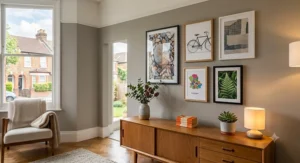 A curated gallery wall of affordable framed prints in various sizes.