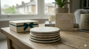 Beautifully packaged designer coaster sets, ideal as an affordable gift for under £20.