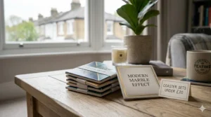 High-quality geometric pattern coasters that offer a luxury aesthetic for under £20.