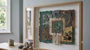 Modern abstract artwork selected for a gallery wall, affordable and easy to frame.