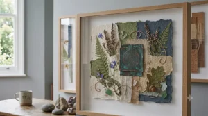 Textured abstract art print suitable for a home office, bringing creative energy to your workspace.