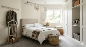 Sturdy woven laundry baskets placed in a bright utility room for washing organisation. best storage baskets