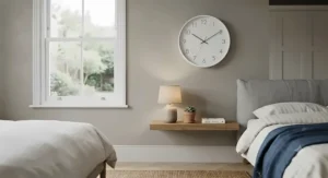 Close-up of a sweep-second hand on an affordable non-ticking clock under £40.