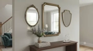 A tall, large wall mirror designed to create a sense of extra space in a small landing or bedroom.