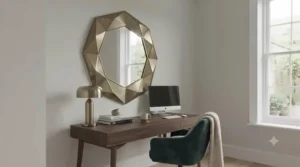Interior design shot showing how large wall mirrors can maximise natural light in a compact room.