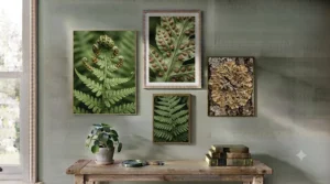 Vibrant tropical leaf botanical gallery wall set for modern flats.