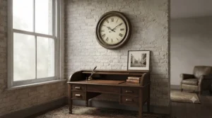 Traditional vintage-style silent wall clock suited for period British properties.