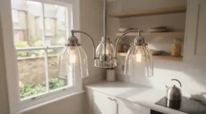 Affordable glass shade chandelier showcasing budget lighting options.