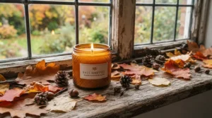 Seasonal autumn home decor featuring affordable candles under £20