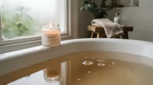 Relaxing bath setup featuring scented candles under £20