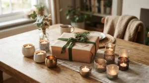 Decorative tealight holder sets paired with scented candle gift sets for ambient lighting